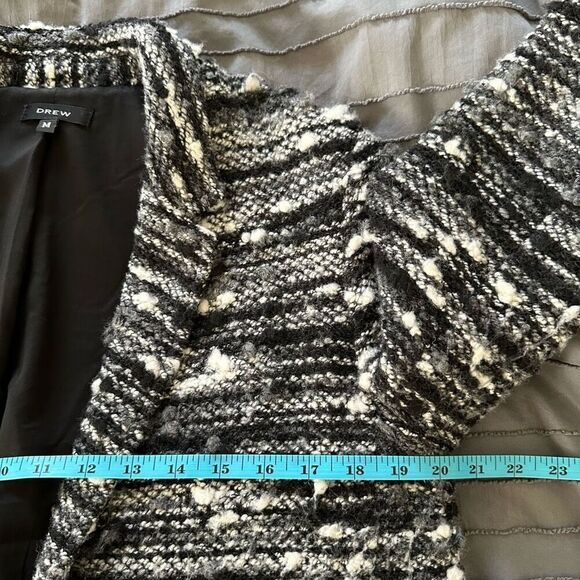 Drew Anthropologie Blazer Coat Womens M Black Tweed Wool Blend Made in USA - Picture 5 of 8